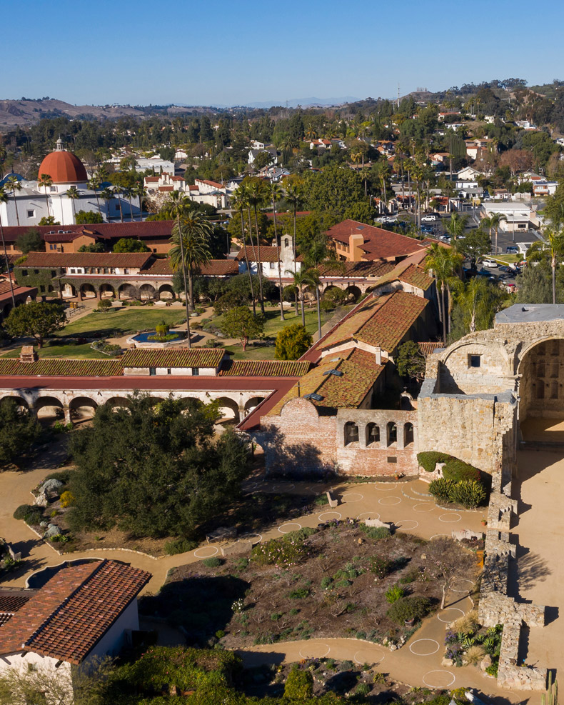 Aerial view of San Juan Capistrano Mission